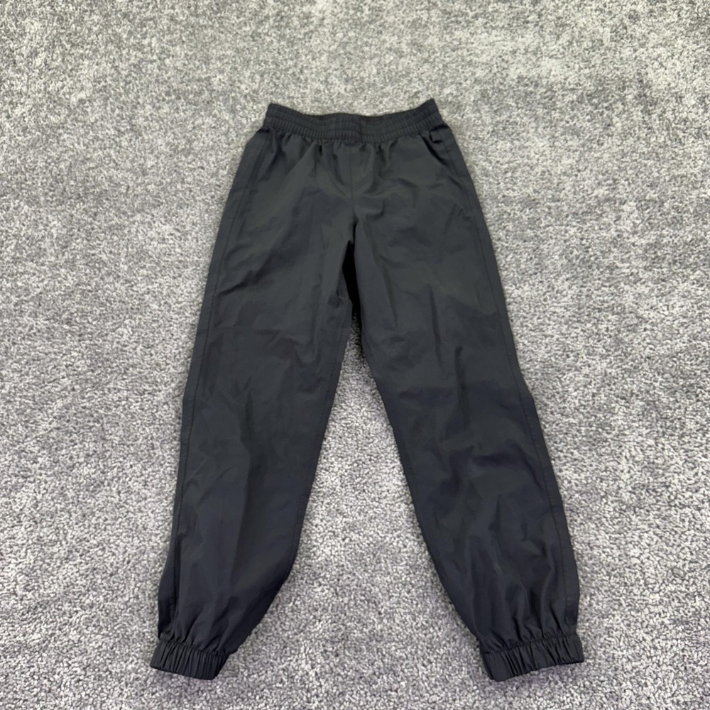 All In Motion Jogger Pants Kids Small Black Woven Elastic Waist Pockets Athletic